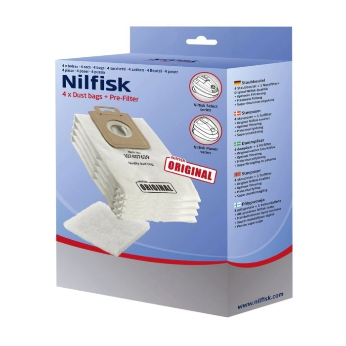 Nilfisk - 3367313 81620000 Bolsas de vacío de reemplazo; 5/Pk